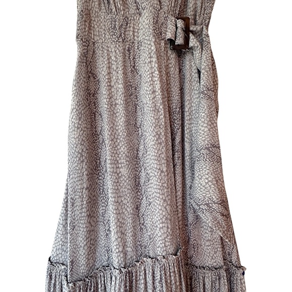 ANTHROPOLOGIE NWOT MARFA SNAKE PRINT FAUX WRAP MIDI DRESS | SIZE: 2 - Picture 6 of 16